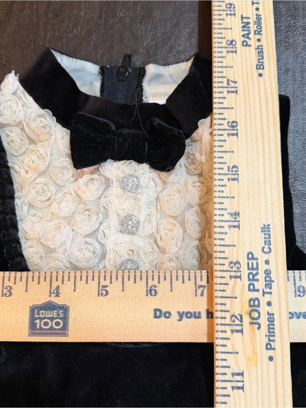 Harajuku Girls Black Velvet Formal Dress with Ivory Lace Bib Sz 2T